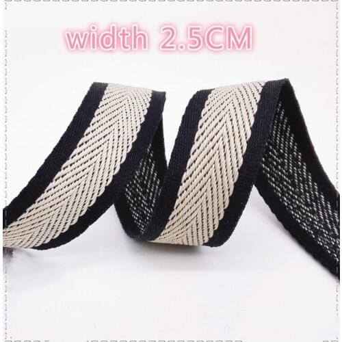 Selling products Width 2.5cm 1'' Herringbone Webbing Ribbon White polyester Navy Blue Garment Accessories Sewing craft 1metre