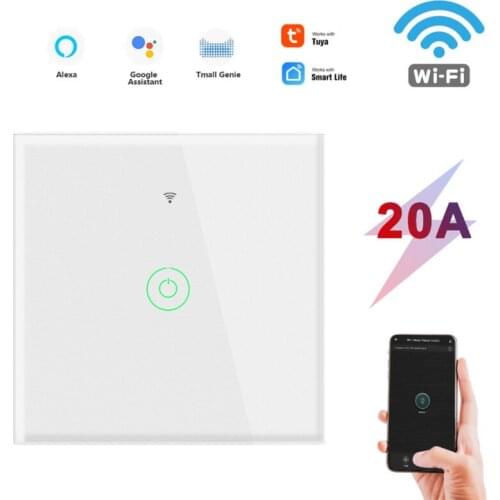 TUYA 20A Smart Wifi Touch Wall EU Smart Switch Light Water Heater Refrigerator Oven Switch Work With Google Smart Home And Alexa