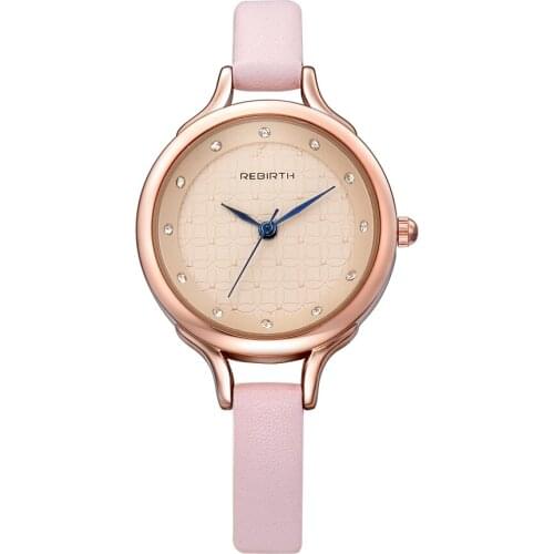 2018 REBIRTH Brand Rose Gold Women Watches Luxury Bracelet Dress Watch Leather High Quality Ladies Quartz Woman Wristwatch
