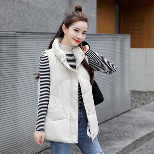Stand Collar Women Winter Vests 2020 New Short Vest Cotton Padded Jacket Sleeveless Female Winter Waistcoat Vest