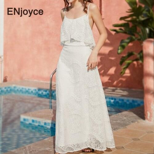 Summer Ladies Bohemian White Ruffle Long Maxi Dress Sleeveless Backless Dress Women Holiday A-line Beach Sexy Dresses