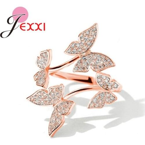 925 Sterling Silver Lady Butterfly Opening Ring Korean Fashion Female Accessories Zircon Insect Ring Student Adjustable Ring