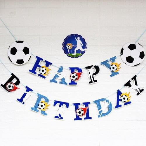 1set New Football theme Banner Happy Birthday Flag Party Happy Supplies Birthday Party Decoration Soccer Fans World Favor