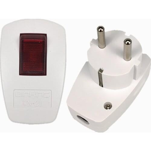 1 x Schuko Germany Type F Rewireable Power Plug 250V 10 Amp W/ LED Indicator Switch Hot Sell