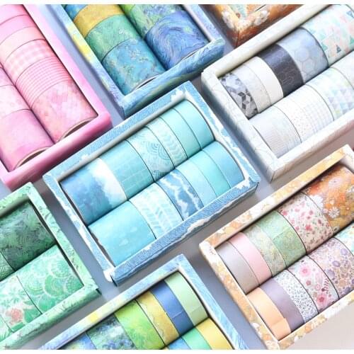 Domikee 12 Rolls classic decorative DIY washi tape set for journal planner diary fine scrapbooking craft masking tape stationery