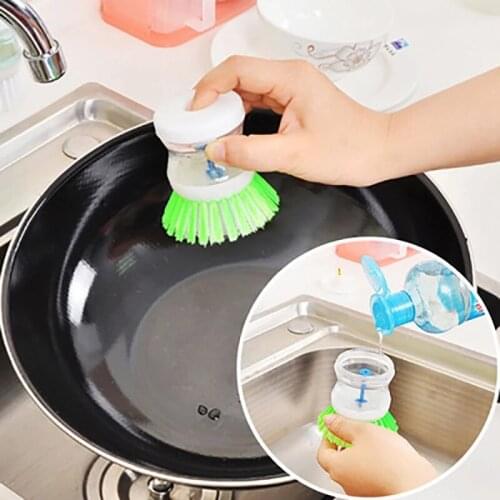 2021 Creative High Quality Plastic Kitchen Washing Utensils Pot Dish Brush With Washing Up Liquids Soap Dispenser