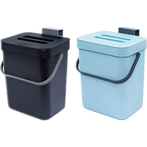 2x Compost Bin for Countertop or Under Sink Composting, Ndoor Home Trash Can with Removable Airtight Lid Black & Blue