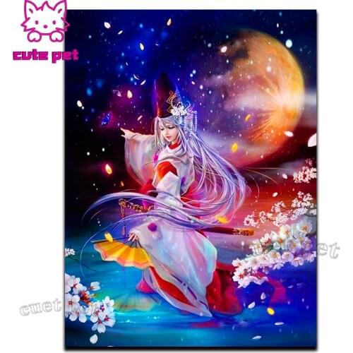 5D embroidery Japanese women dance with swords full diamond painting Cross Stitch round square diamond mosaic rhinestones Decor