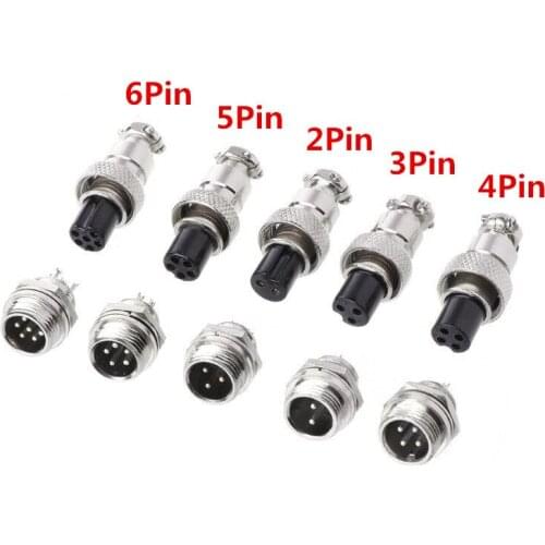 Aviation Plug GX12 2/3/4/5/6 Pin Male + Female 12mm Circular Aviation Socket Plug Wire Panel Connector with Plastic Cover