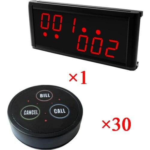 Wireless Digital Call System with K-236 + K- D-3 communication equipment for restaurant (1 display monitor+30 table button)