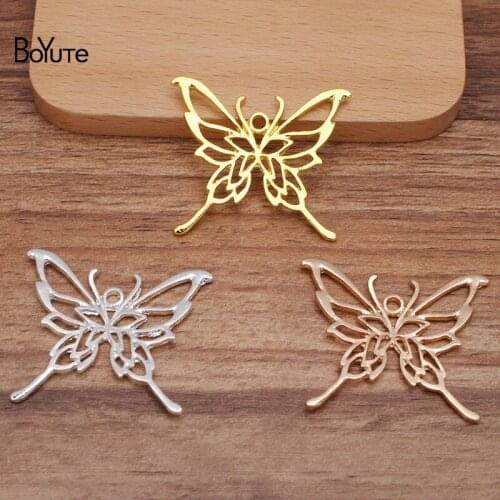 BoYuTe (50 Pieces/Lot) 41*35MM Metal Alloy Butterfly Pendant Materials Vintage DIY Handmade Jewelry Accessories Wholesale