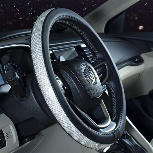 KANGLIDA Car Steering Wheel Cover Bling Diamond PU Leather For Girl Lady Auto Accessories Case Car Styling