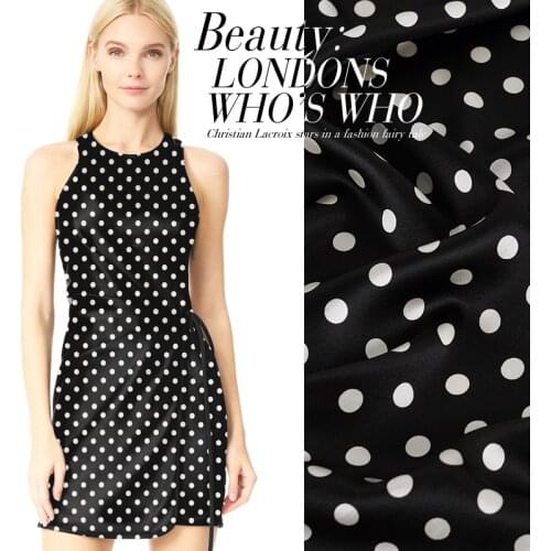 CNUM SP834 Pure Silk/ Polka Dot,Black /Silk Fabric 93%Silk 7%Spandex Elastic/ Width 1.18yd Thickness 19mm/ Unit:Meter