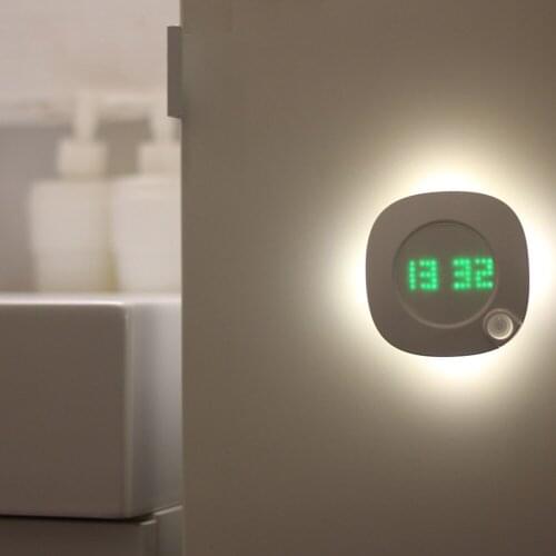Clock Display Human Body Induction Night Light With Motion Sensor Battery (Without Battery) Warm White / White