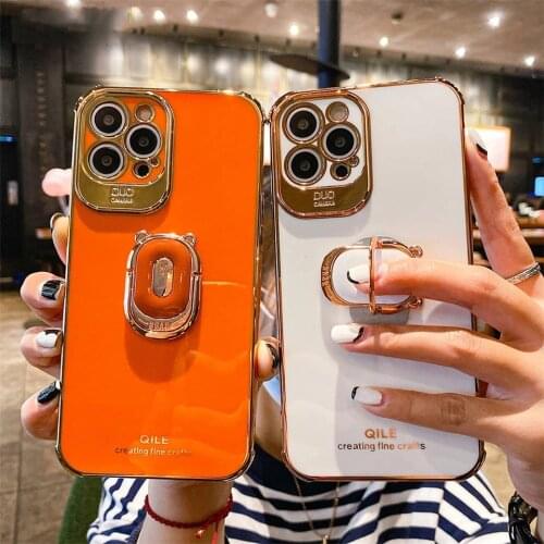 DTLeaf Luxury electroplating phone case for iphone 12 Pro MAX 11 Pro XS XR X SE 6 6s 7 8 plus 12Mini Phone Holder Ring Grip Case
