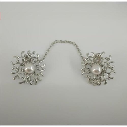 European and American flowers imitation pearl sweater clips Brooch Shawl Shirt