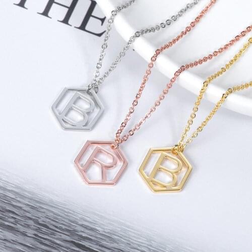 Personalized Handmade Necklaces Choker Hexagonal Honeycomb Letters Necklace Any Custom Name Jewelry Women Gift Hollow Pendant