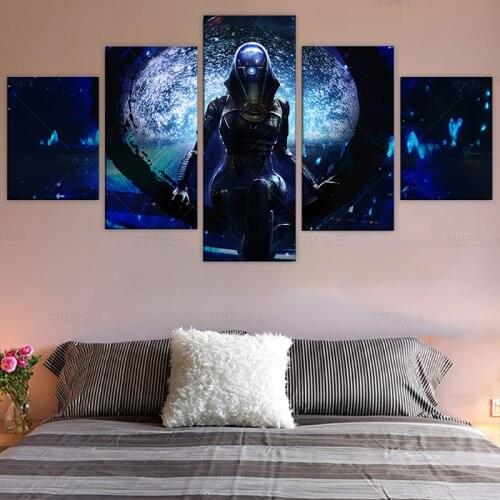 Artwork Canvas Painting HD Prints Home Decoration 5 Pieces Mass effect Wall Art Modular Game Figure Picture Living Room Posters