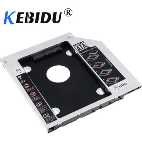 Kebidu 12.7/9.5mm Aluminum Metal Material Universal 2nd HDD Caddy SATA to SATA 2.5" SSD HDD Case SATA III for Notebook Laptop