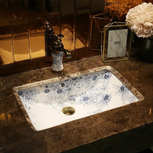 Understand Basin ceramic Washbasin Household Square Basin Bathroom Ceramic Basin Embedded ceramic Wash basin bathroom sink