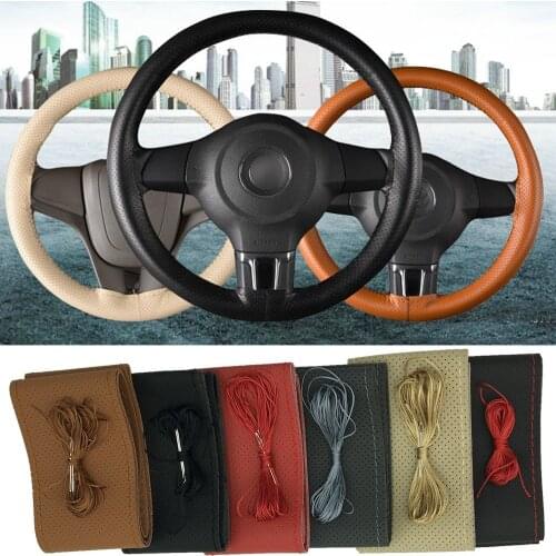 Leather Auto Car Steering Wheel Cover Hand Sewing DIYHand-stitched With Thread Needle Breathable Steering Wheel Covers