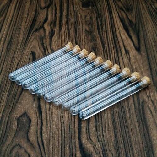 20Pcs 12x100mm Transparent Laboratory Clear Plastic Test Tubes With Corks Caps School Lab Supplies, Wedding Favor Gift Tube