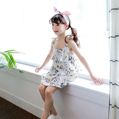 Baby Girl Summer Dress 2020 New Korean Chiffon Printed Lotus Leaf Kids Sweet Girl Casual Beach Dress Best Kids Clothes