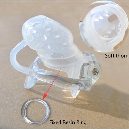 2021 NEW Male Silicone Chaste Cage with Massage Teeth Resin Ring Bird Lockable Chastity Device Belt White Bird Sex Toys for Men