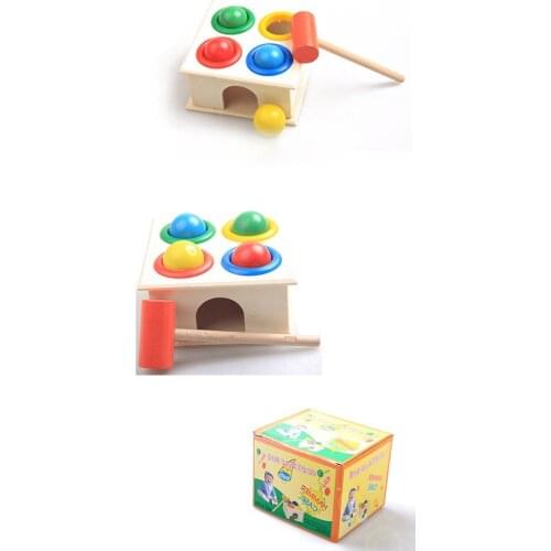 Baby Beat Toys Colorful Wooden Hammering Ball+Wooden Hammer Box Children Kids Non-toxic Early Educational Toy