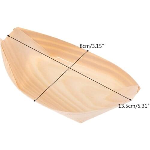 Disposable Wooden Food Boats Compostable Serving Trays Plates for Snacks Nibbles Appetizer and Party Foods