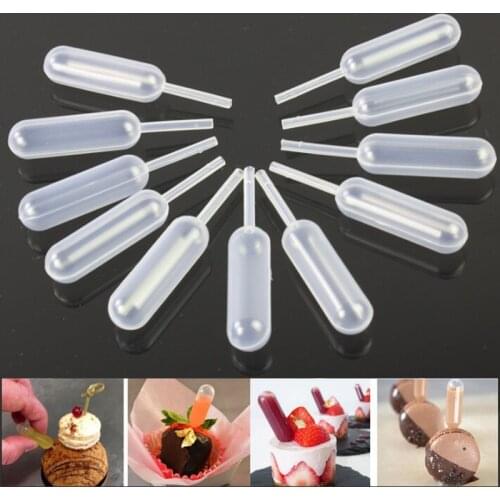 50pcs Plastic Squeeze 4ml Transfer Pipettes Dropper Disposable Pipettes for Strawberry Cupcake Ice Cream Chocolate Cake Toppers