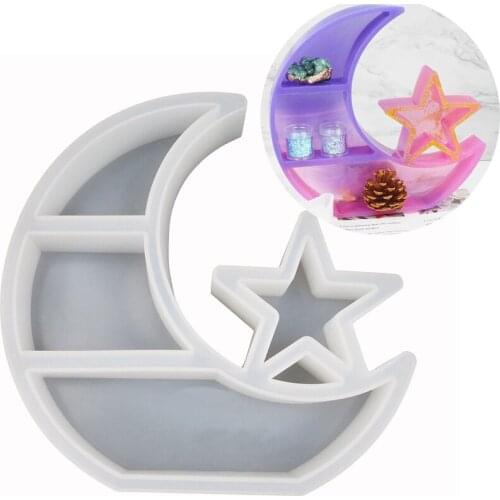 DIY Crystal Silicone Storage Mold Moon Star Large Tray Table Epoxy Resin Molds Eclipse Pendant Mould Jewelry Crafts Making Art