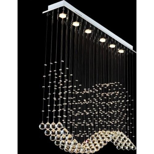 Luxury LED Crystal Pendant Lights Modern Crystal Pendant Light Rectangle Hanging Lamps Fixtures for Indoor Home Lamp Mall Store