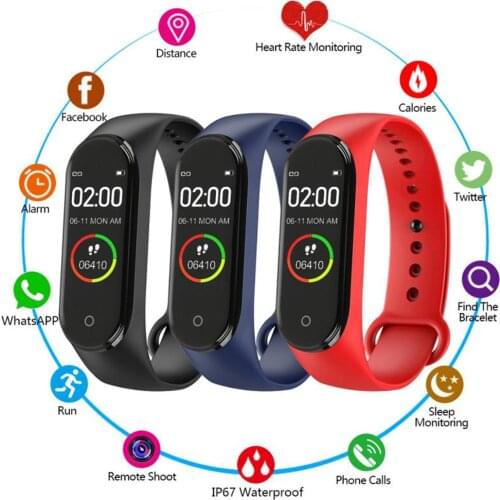 New M4 Men Women Smart High Quality Sports Blood Pressure Heart Rate Monitor Watch Monitor Multi-Function Waterproof Bracelet