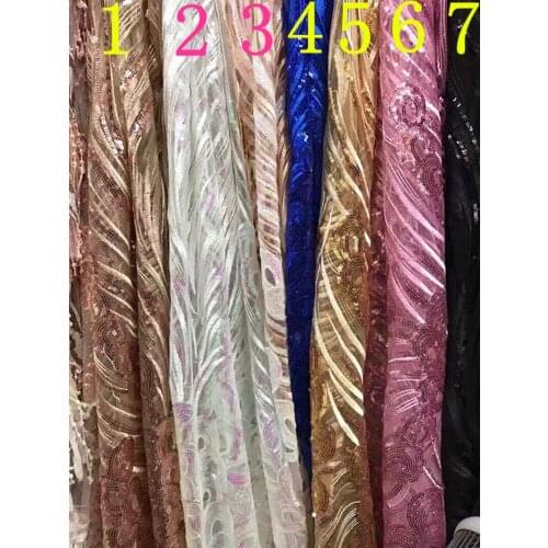 125-130cm peacock feather motif sequined fabric, 7 colors available, XERY-JHC161227B