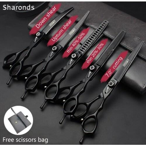 Japan 440C 7 inch hairdressing scissors special hairdressing scissors barber scissors non-slip sharp-resistant sharp logo free