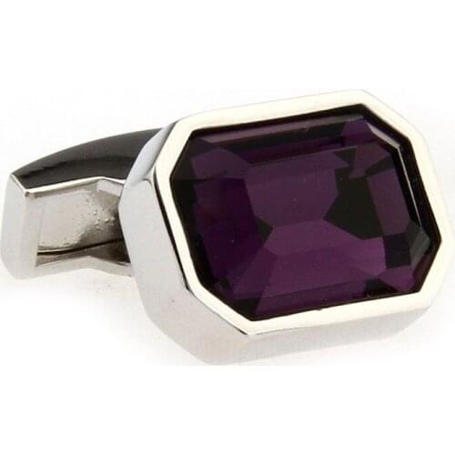 Mens Fashion Purple Glass Crystal Cufflinks Gemelos High quality Male Accessories shirt Business cuff cufflinks