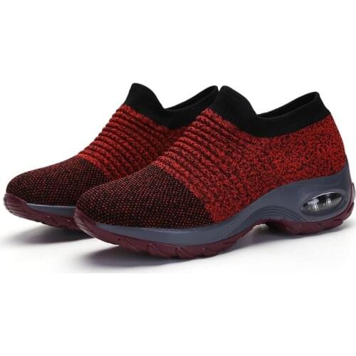 Plus Size Platform Slip on Socks Sneakers Womens Sports Shoes Female Running Shoes Sport Women Red Knit Trainers Fitness A-473