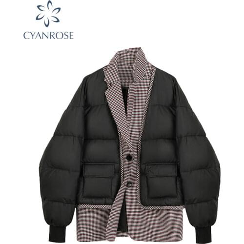 Womens Down Jacket 2020 Winter Parkas Short Coat Thick Cotton Padded Parka Female Patchwork Jacket Fashion Casual Warm Outwear