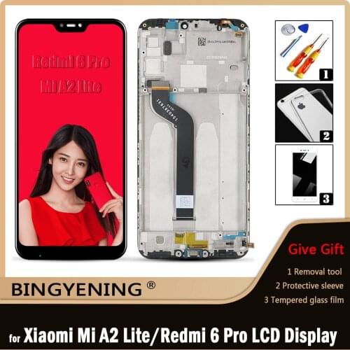 Original For Xiaomi Mi A2 Lite LCD Display Screen Touch Digitizer Assembly For 5.84 inch Redmi 6 Pro With Frame Replace