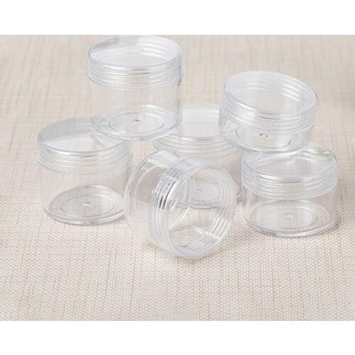 10pcs Clear Plastic Jewelry Bead Storage Box Small Round Container Jars Makeup Organizer Box Refillable Sample Bottles Cream Jar