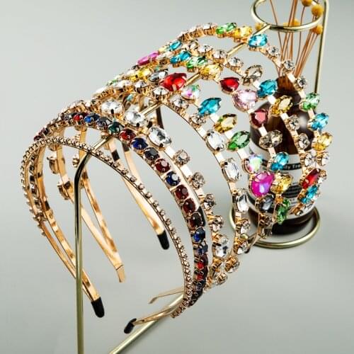 2021 Gem Baroque Headbands For Women Girl Rhinestone Diamond Luxury Hair Accessories Geometric Crown Flower Hairbands Wholesale