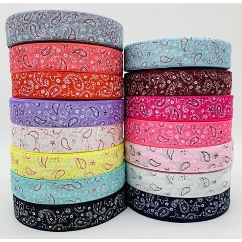5yards/Lot 25mm Organza Ribbon Printed Cashew Flower Ribbon For Bow Christmas Wedding Decoration DIY Sewing Crafts