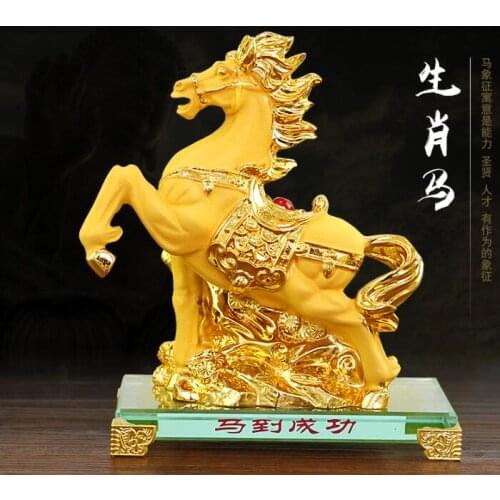 VELVET GOLD Crystal base Alluvial gold Horse Achieve immediate victory Recruitment Crafts Hand Decoration home statues sculpture