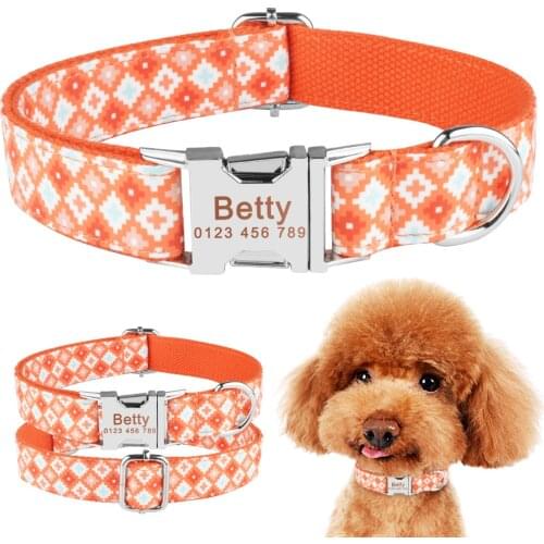 Free Engraved ID Name Personalized Dog Collar Small Medium Large Pet Nylon XS-L