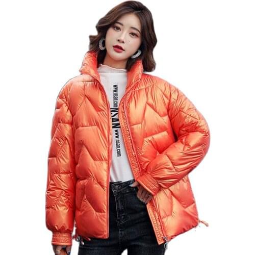 Glossy Winter Jacket For Women 2021 Fashion Korean Plus Size Loose Women Coat Harajuku Drawstring Cotton Padded Short Jacket