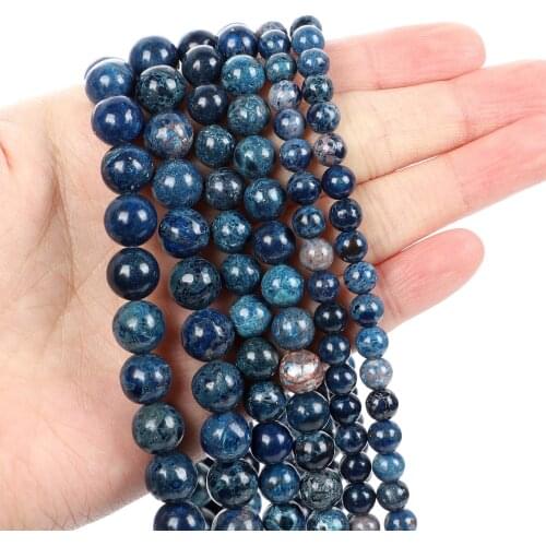 Natural Stone Beads Cyan-gold Emperor Pine Charm Round Loose Beads for Jewelry Making Needlework Bracelet DIY 4-12 MM