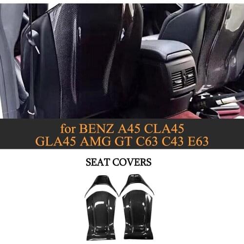 Car Back Seat Cover Trim For Mercedes benz A Class W176 A45 AMG C Class W205 CLA Class C117 X117 GLA45 C63 AMG Real Carbon Fiber