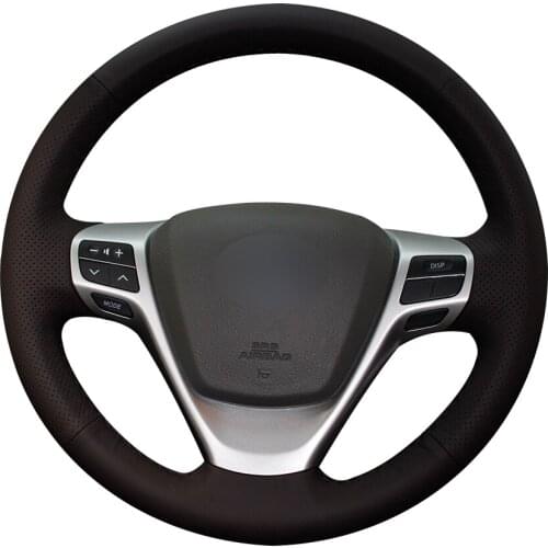Black Natural Leather Car Steering Wheel Cover for Toyota Verso EZ Avensis