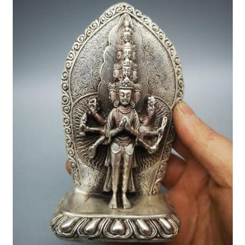 China White copper thousand hand Goddess of mercy Buddha crafts statue